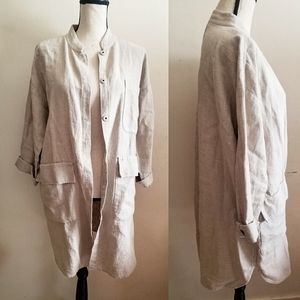 Eileen Fisher Tan Linen Jacket || Oversized || Small